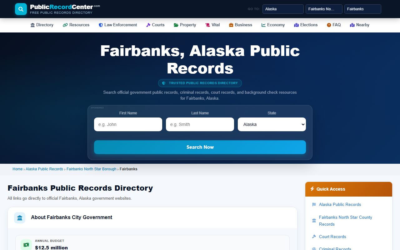 Fairbanks Alaska property records overview
