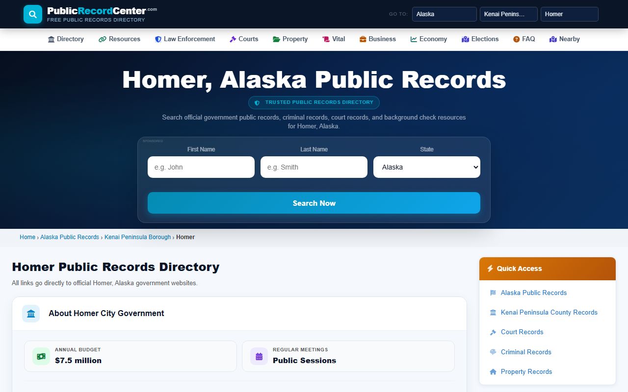 Homer Alaska property records and tax information reference
