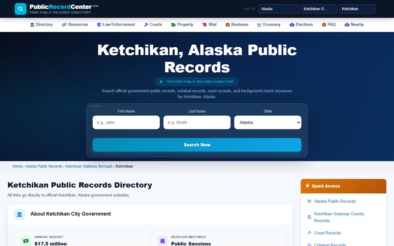 Ketchikan Alaska property records search
