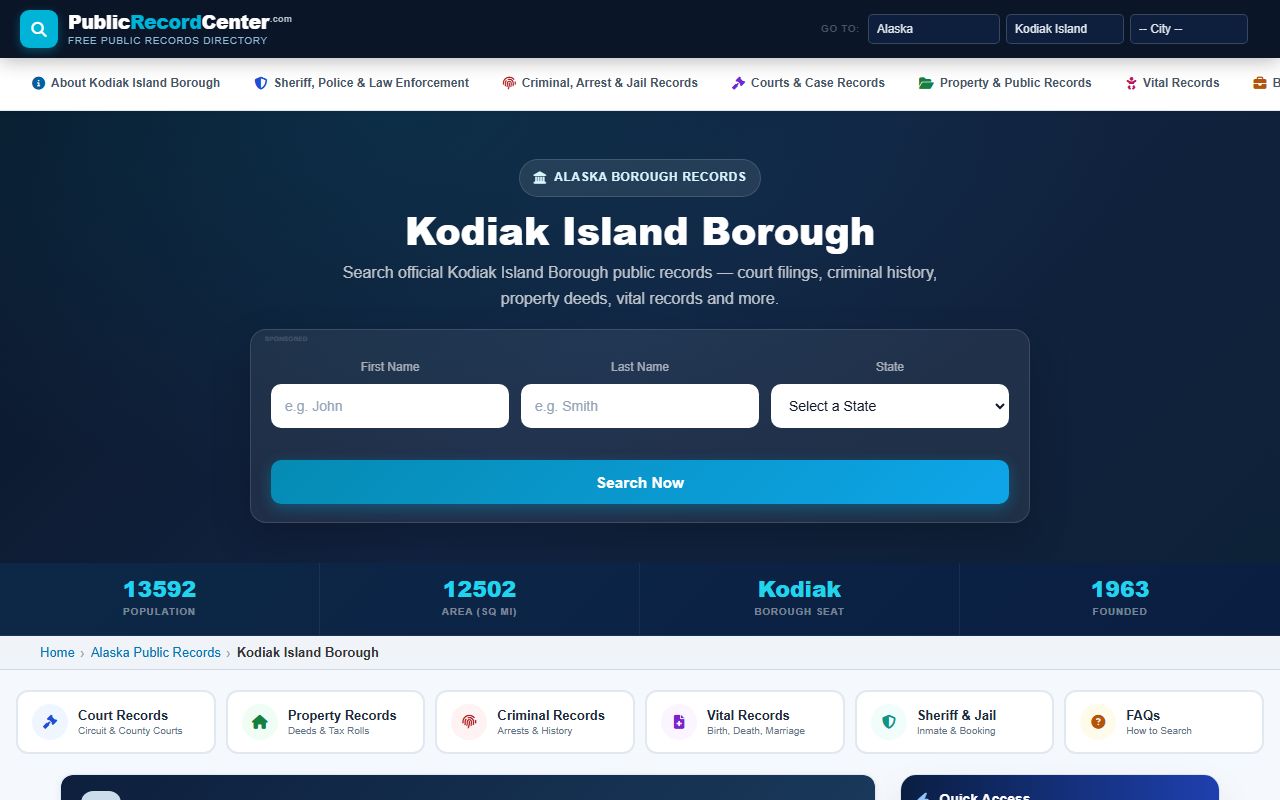 Kodiak Alaska property records reference overview