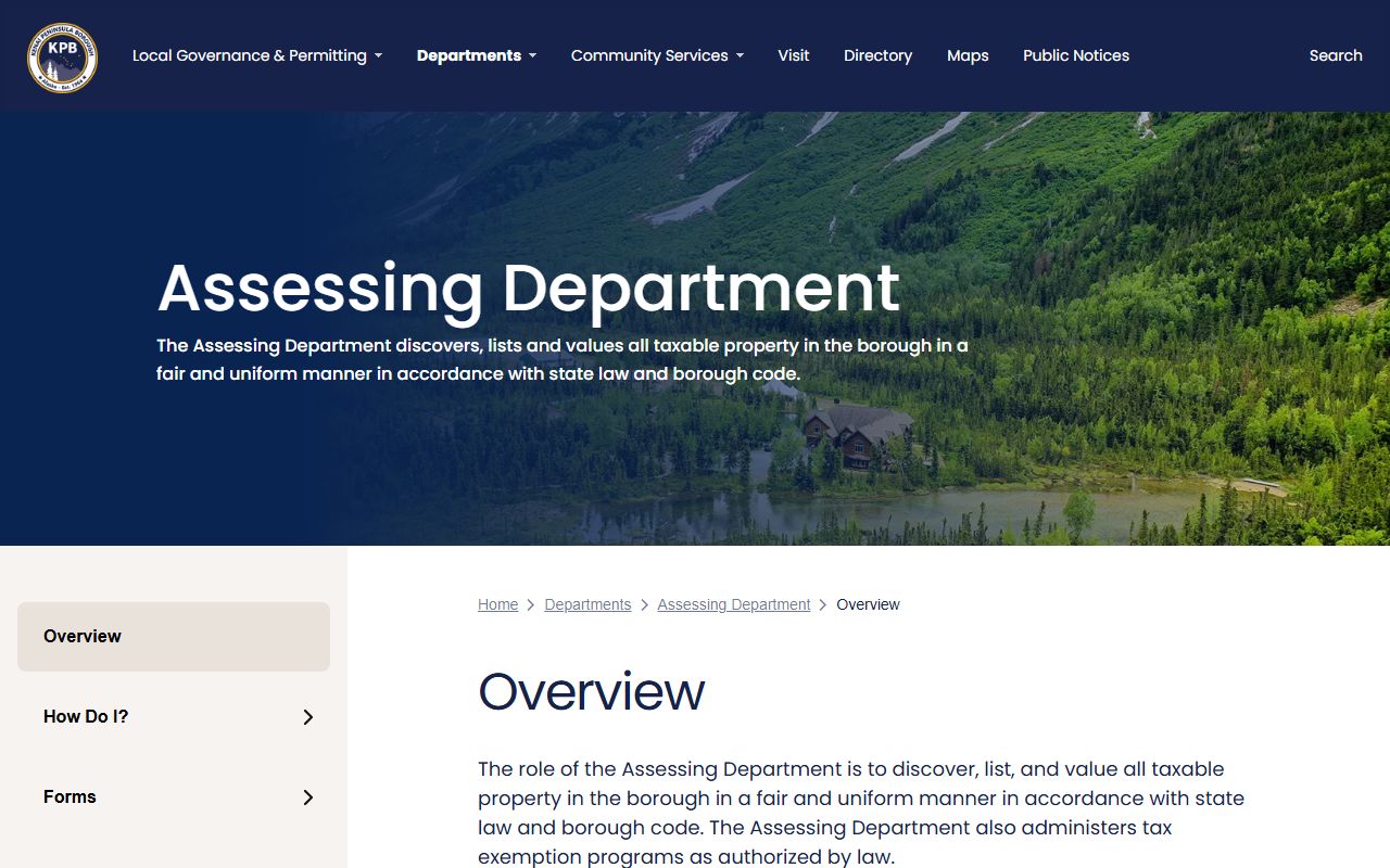 Kenai Peninsula Borough Assessing Department webpage showing Nikiski property records access