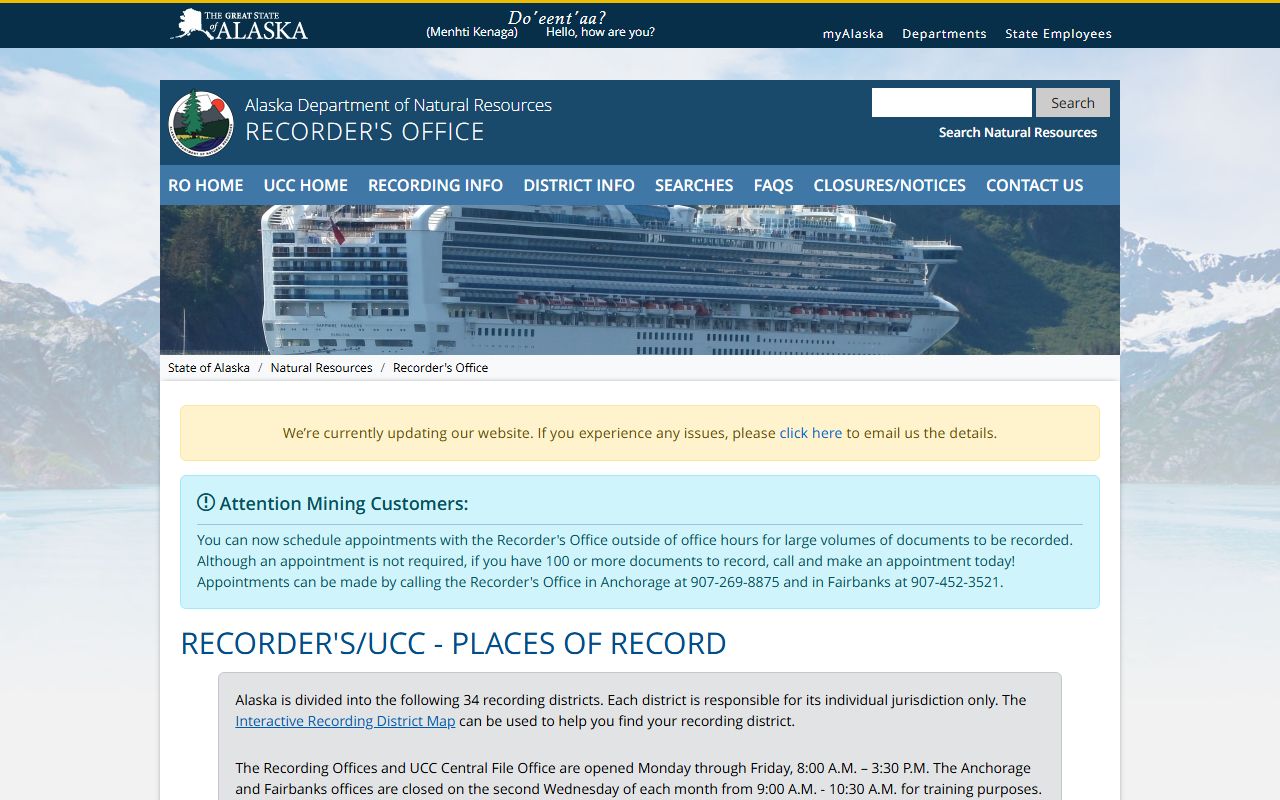 Alaska DNR recording district for Palmer