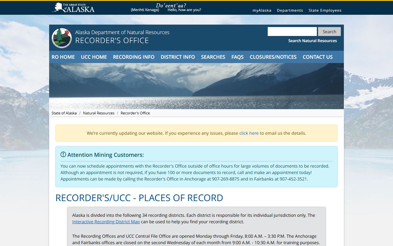 Unalaska property records - Alaska DNR recording district list