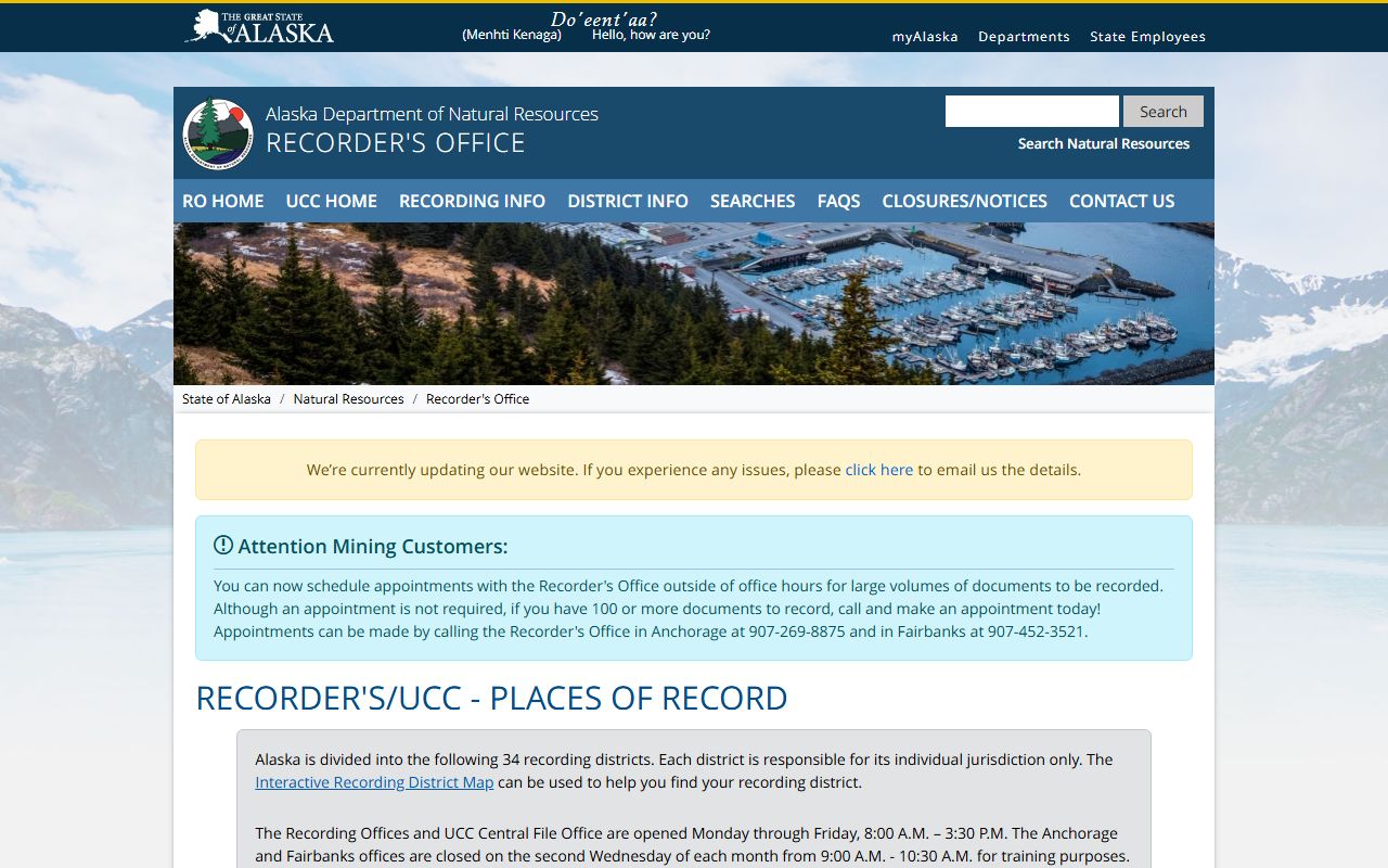 Valdez property records - Alaska DNR recording district list