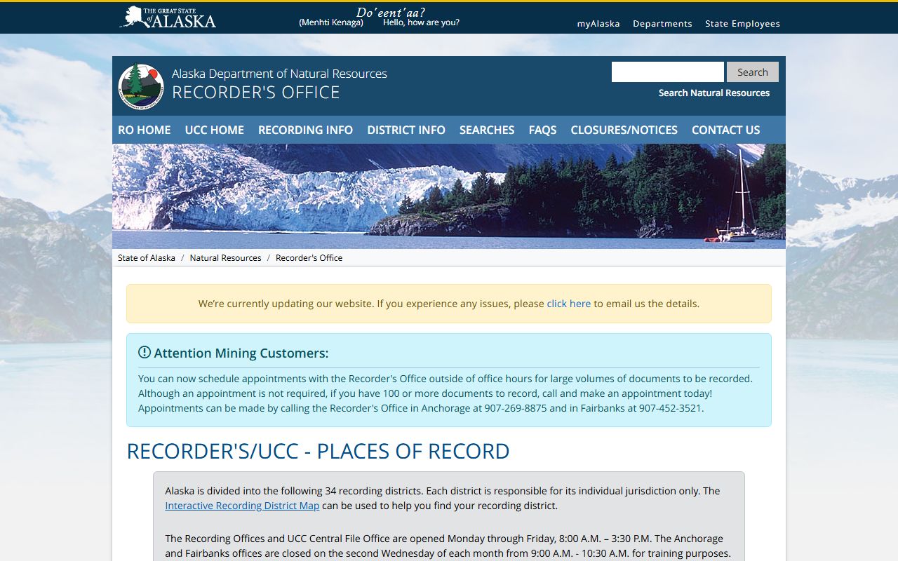 Anchorage Municipality Property Records - DNR recording district coverage map