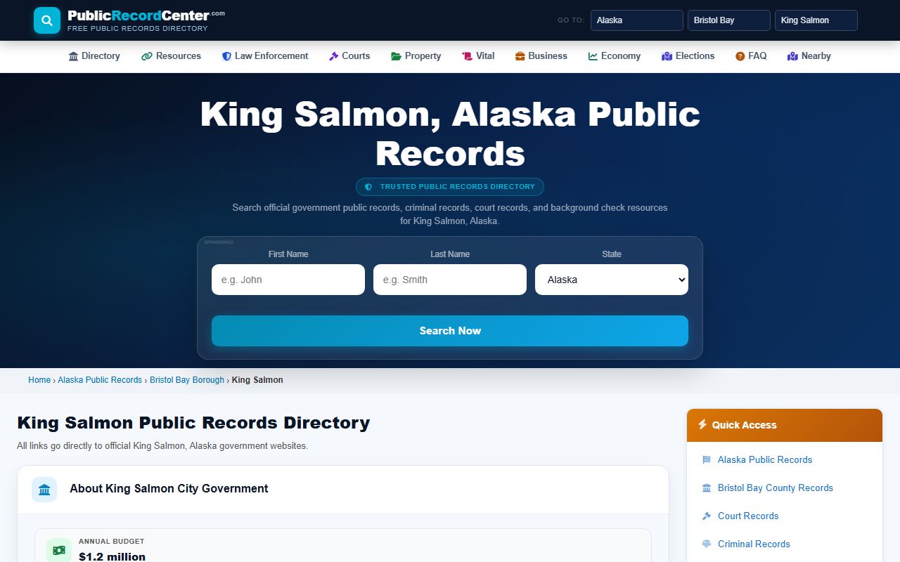 Bristol Bay Borough Property Records - property research and deed search information for Naknek area