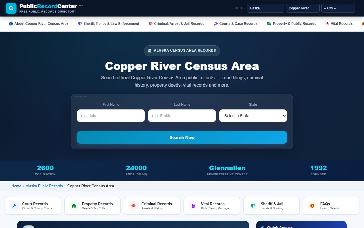 Copper River Census Area Property Records - DNR recording system