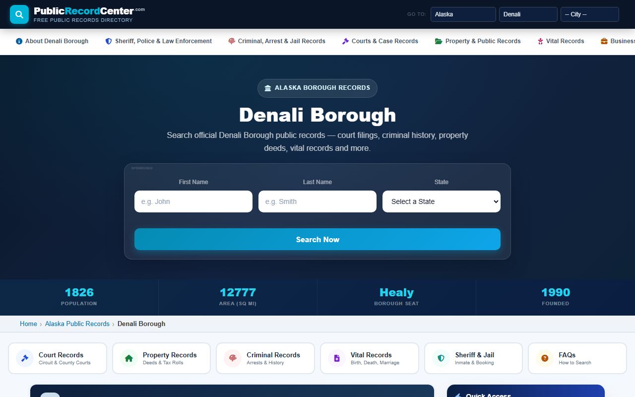 Denali Borough Property Records - land record search tools