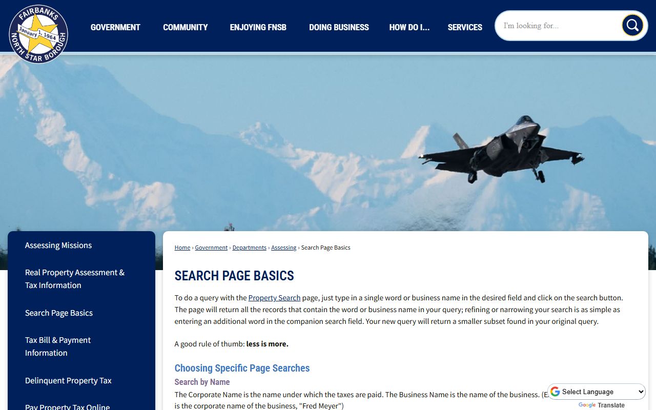 Fairbanks North Star Borough Property Records - FNSB Property Search portal