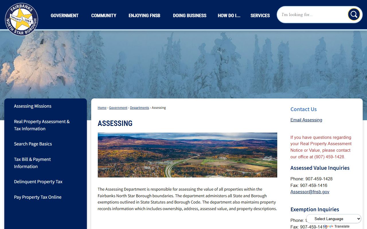 Fairbanks North Star Borough Property Records - FNSB Assessing Department