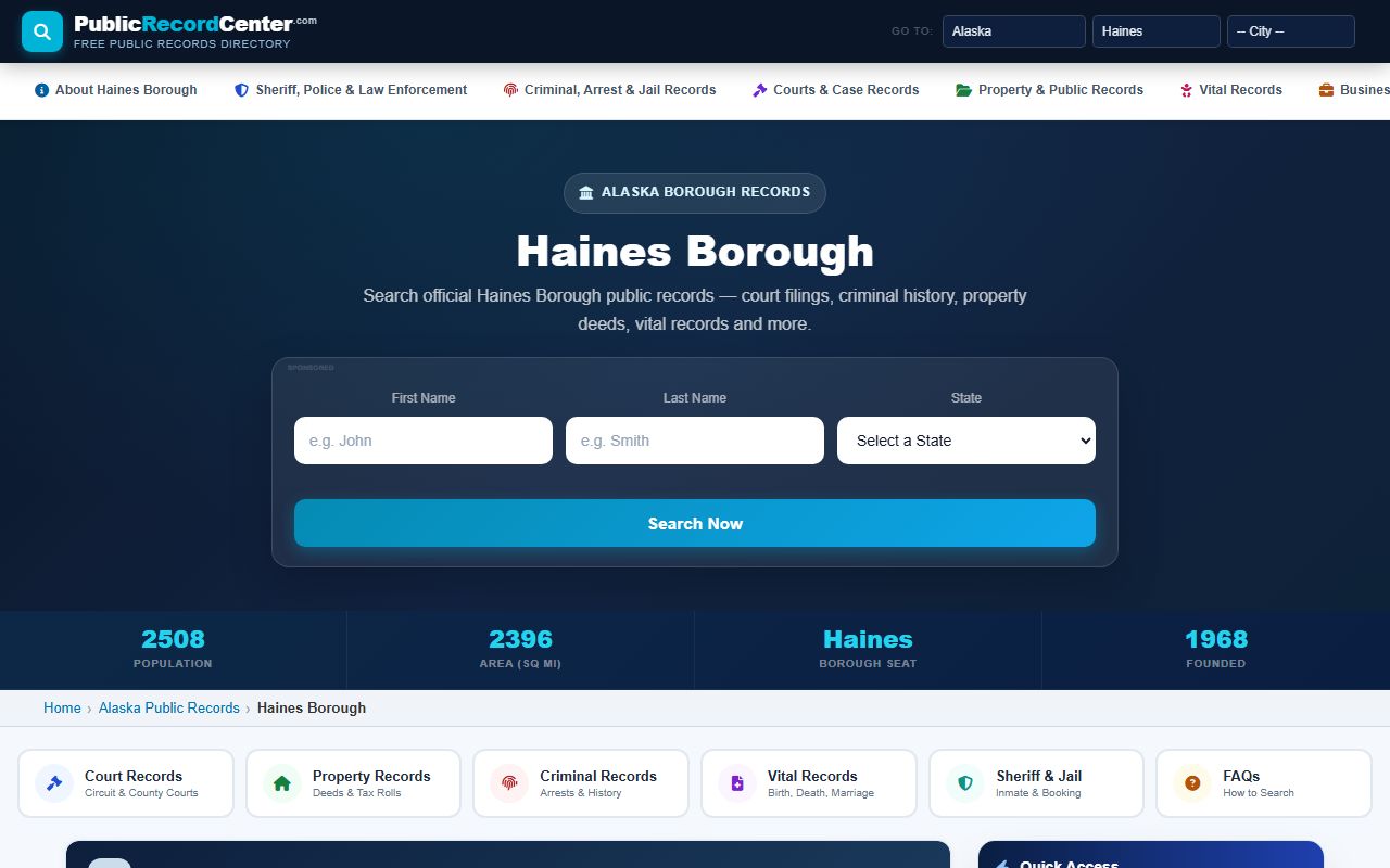 Haines Borough Alaska property records