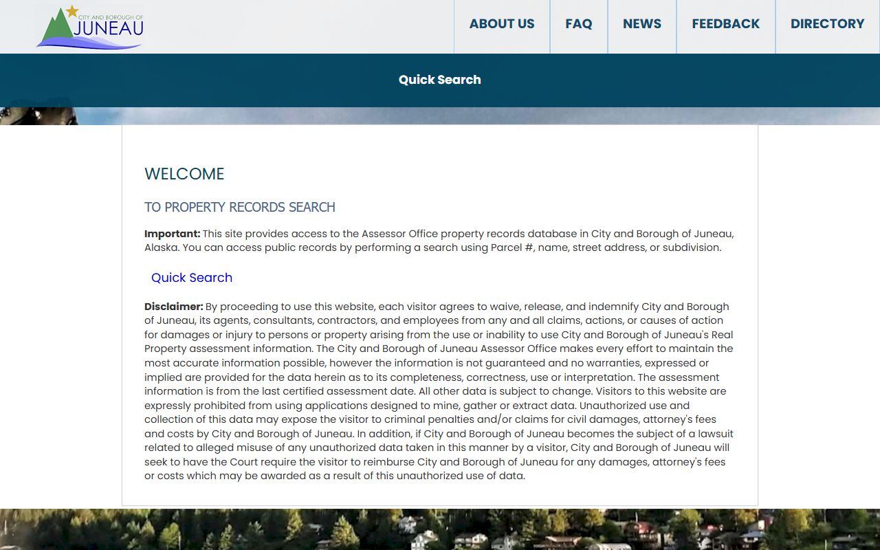 Juneau City and Borough property records search portal