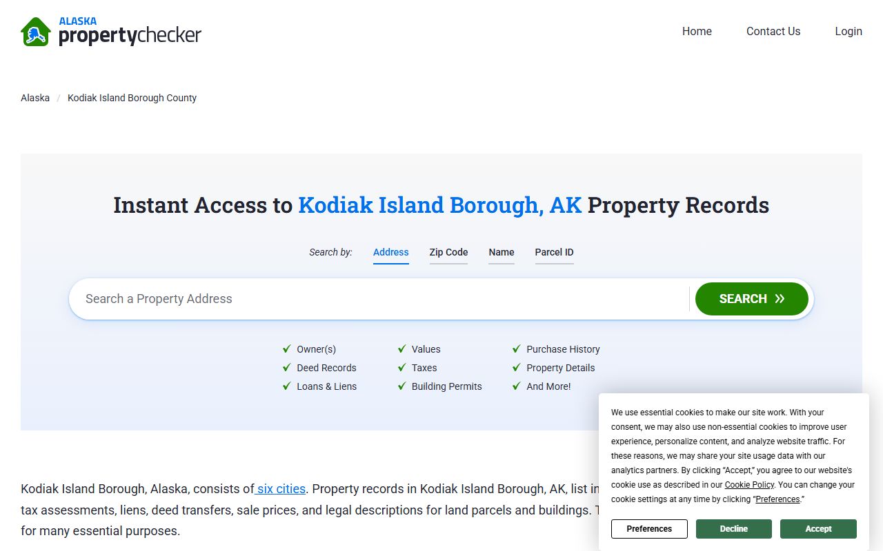 Alaska Property Records - Kodiak Island Borough