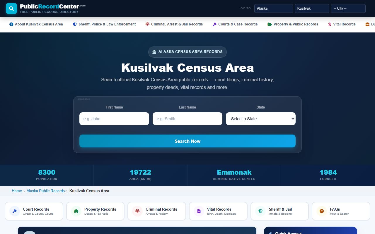 Kusilvak Census Area Property Records Search