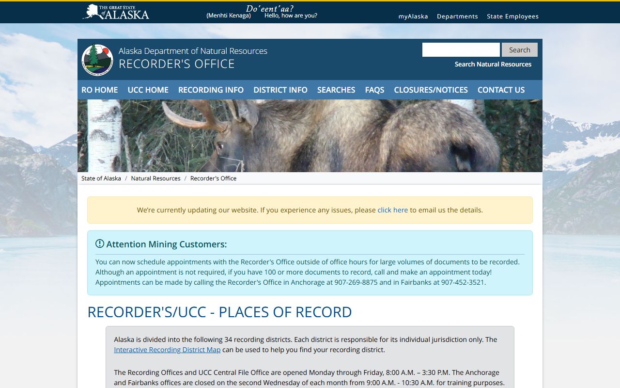 Alaska DNR Recording Districts - Matanuska-Susitna Borough Property Records