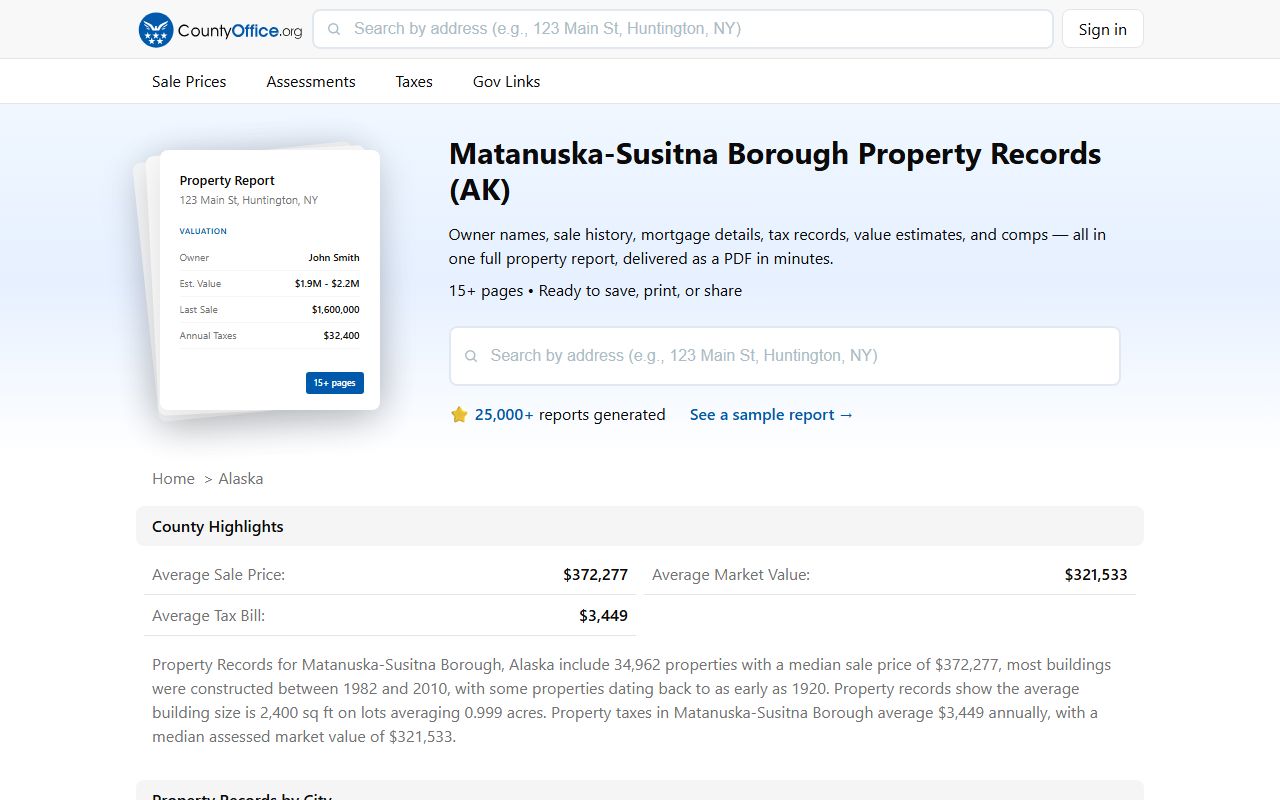 Matanuska-Susitna Borough Property Records and Assessor Information