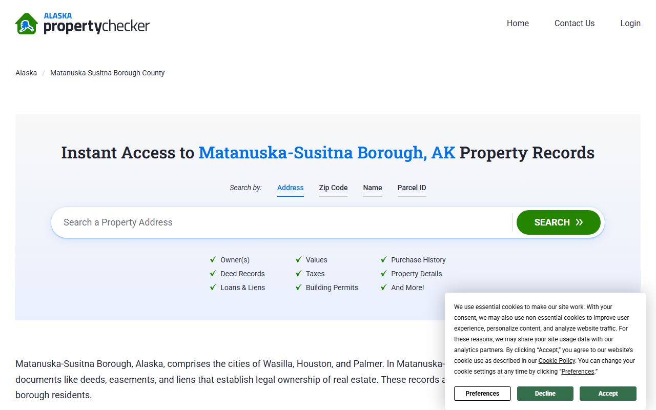 Mat-Su Borough Alaska Property Records Online