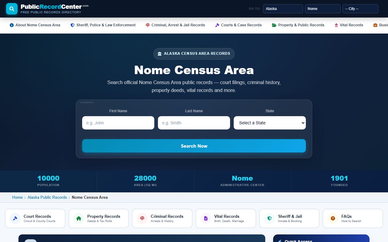 Nome Census Area Property Records Search