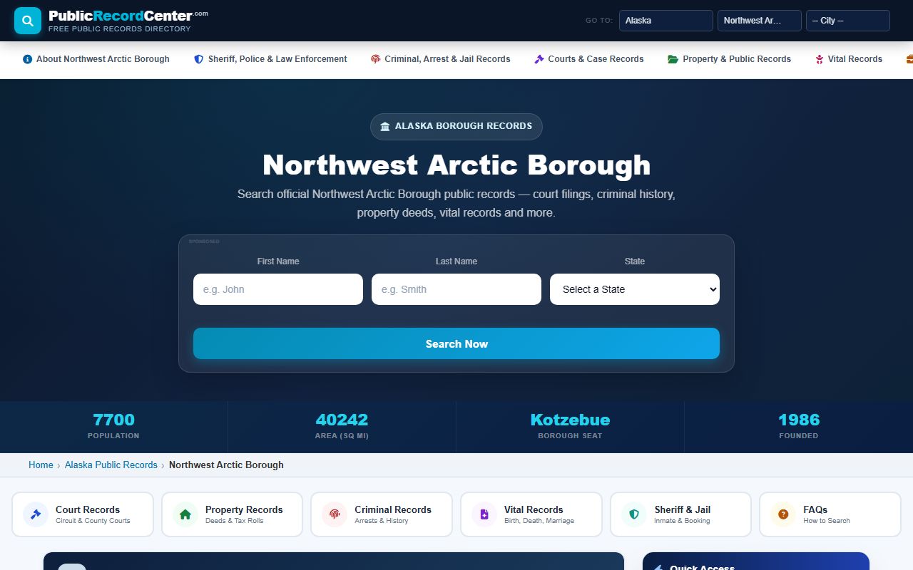 Northwest Arctic Borough Property Records - Kotzebue recording office information