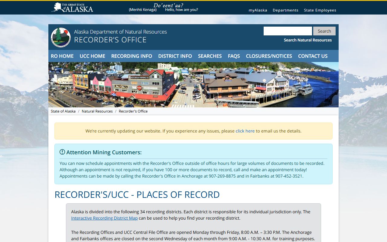 Petersburg Borough Property Records - Alaska DNR Recorder's Office district list portal