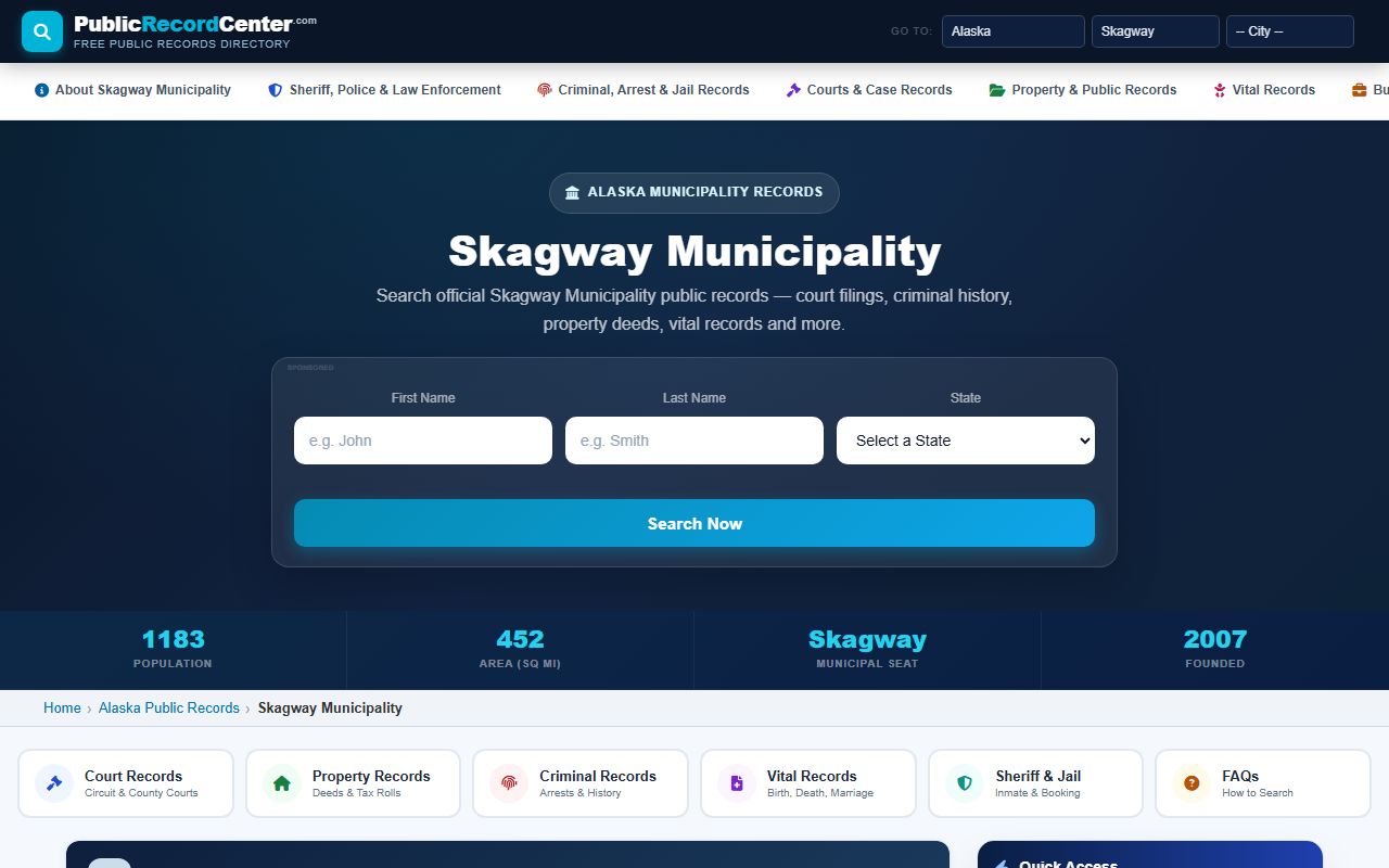 Skagway Municipality property records search