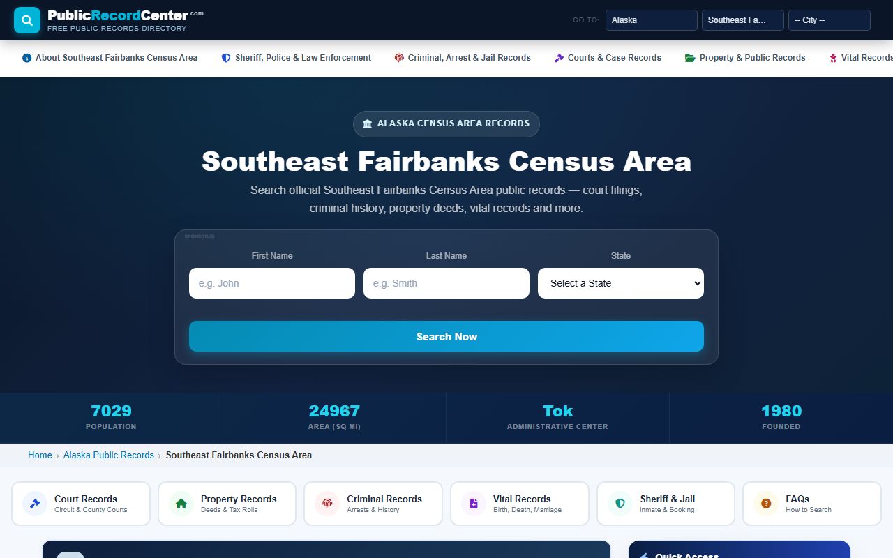 Southeast Fairbanks Census Area property records search