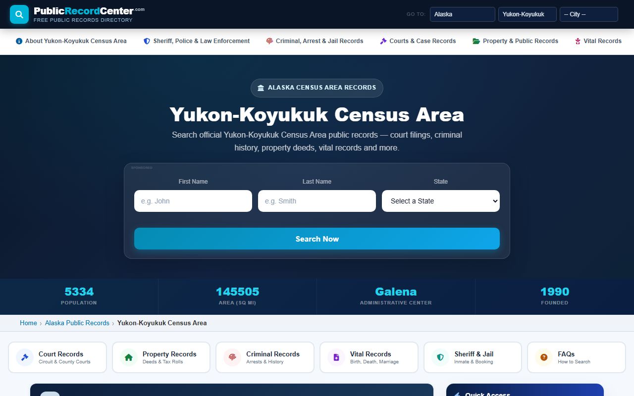 Yukon-Koyukuk Census Area property records ALRIS search