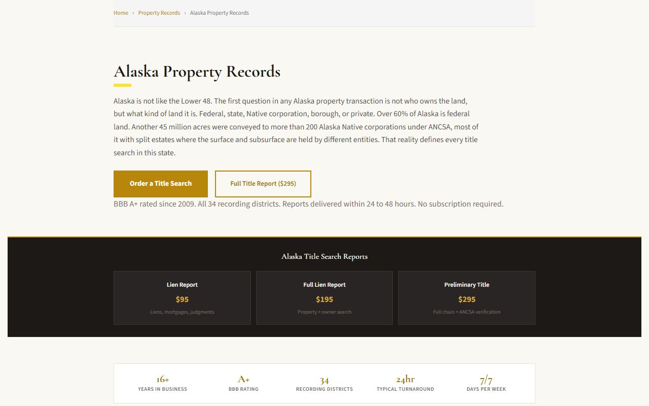 Alaska Property Records - Alaska Native Claims Settlement Act