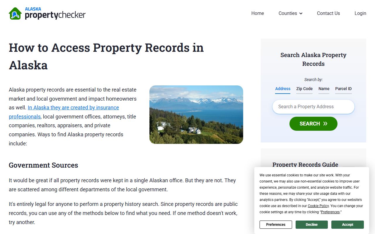 Alaska Property Records - Property Tax Assessment Information