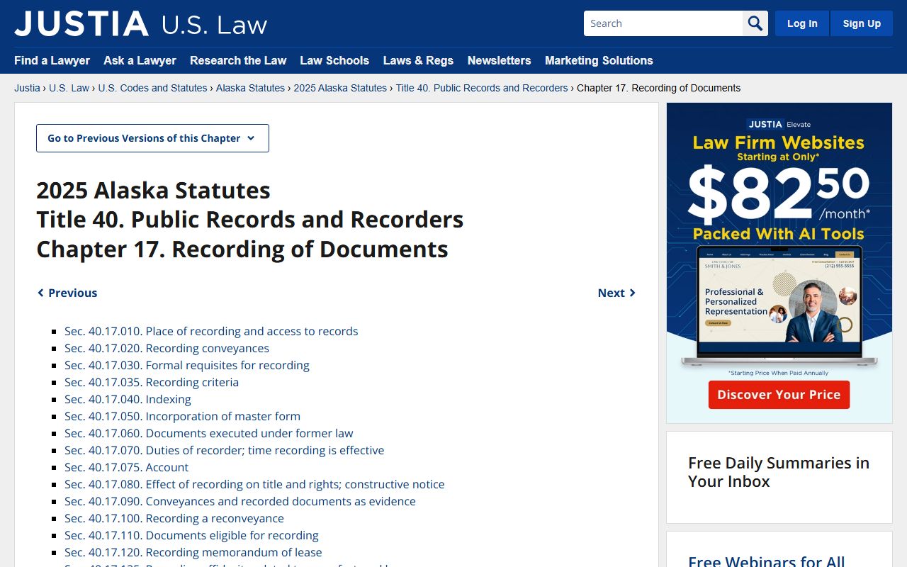 Alaska Property Records - Alaska Statutes Title 40 Chapter 17