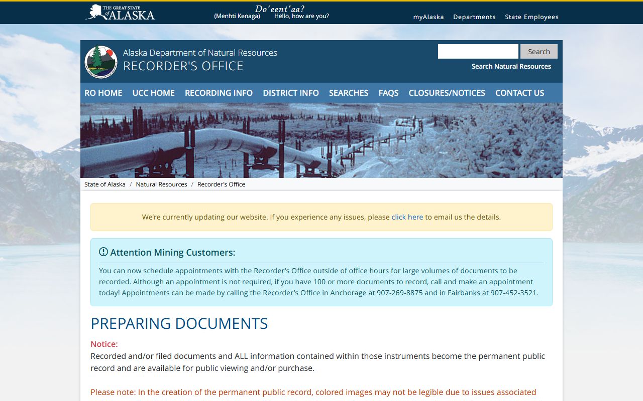 Alaska Property Records - Document Preparation Requirements