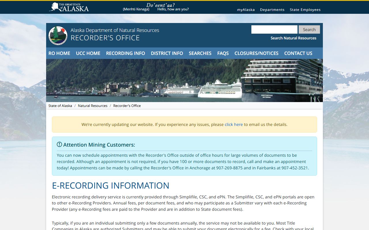 Alaska Property Records - Electronic Recording